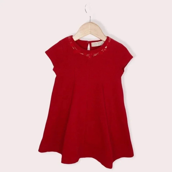 Zara Girls red dress size 4 years - Picture 1 of 9